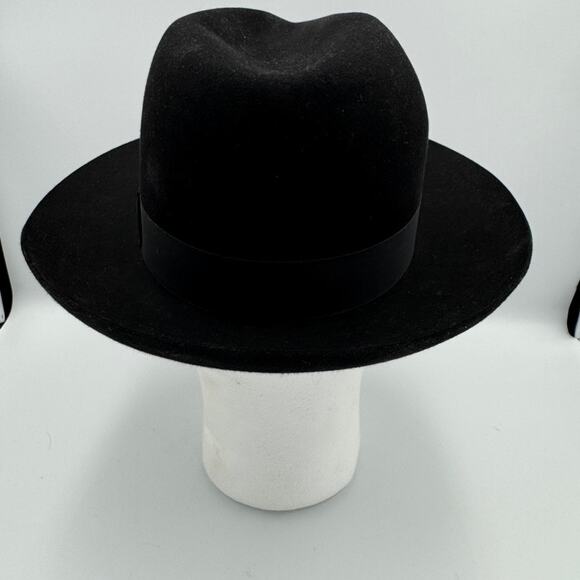 Borsalino Linea Augusta Italy Black Fur Felt Fedora Hat 57 7 1/8 Worth & Worth - Picture 5 of 16